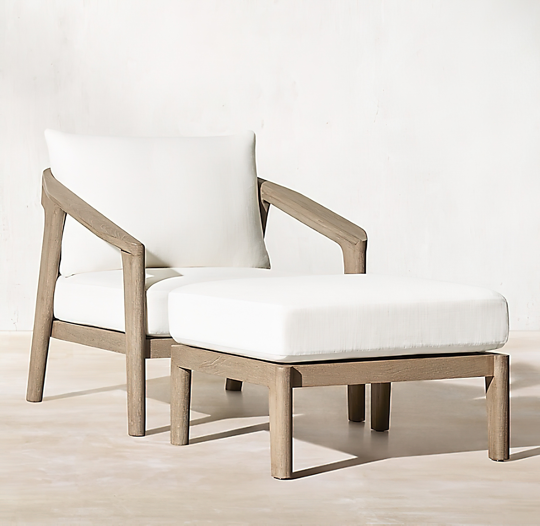 Malta Teak Collection Outdoor Furniture Design for RH - Ramon Esteve - Malta Teak Ottoman
