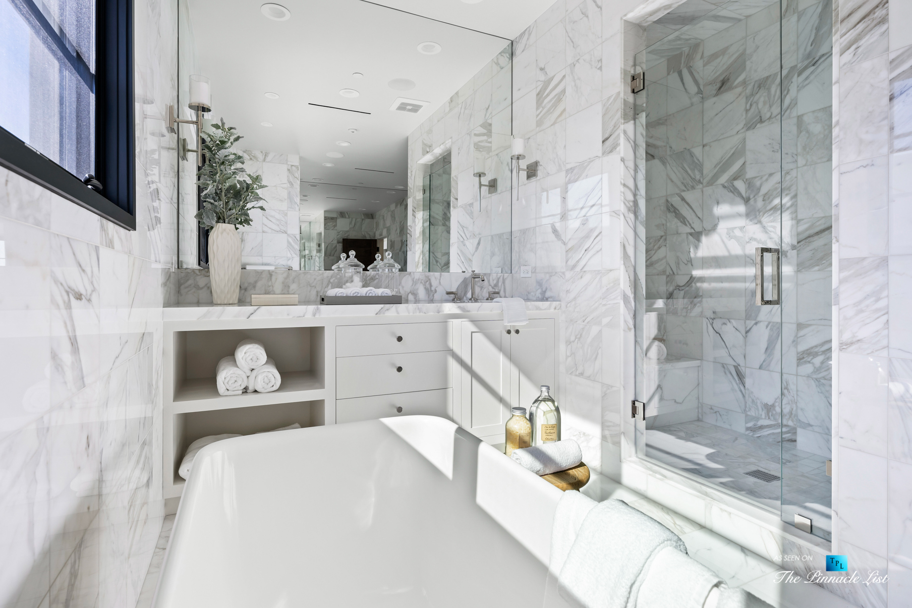 508 The Strand, Manhattan Beach, CA, USA – Master Bathroom Marble Interior – Luxury Real Estate – Oceanfront Home