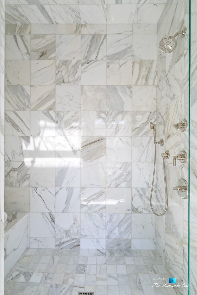 508 The Strand, Manhattan Beach, CA, USA - Master Bathroom Marble Encased Shower - Luxury Real Estate - Oceanfront Home