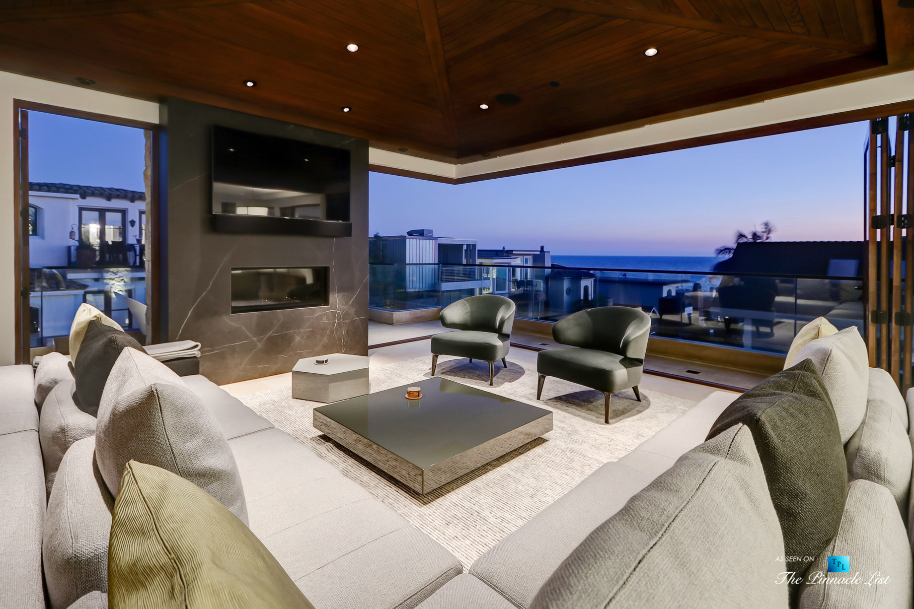 Bespoke Luxury Oceanview Residence – 205 20th St, Manhattan Beach, CA, USA – Night Living Room