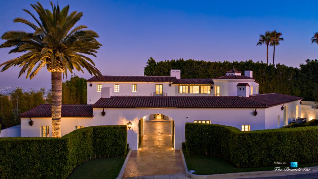 Hollywood Hills Luxury Estate - 9240 Robin Dr, Los Angeles, CA, USA - Night Front View