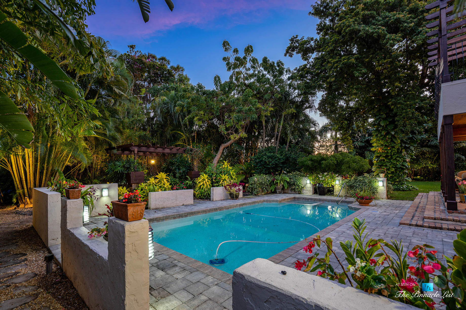 888 Oleander St, Boca Raton, FL, USA - Luxury Real Estate - Old Floresta Estate Home - Sunset Backyard Pool View