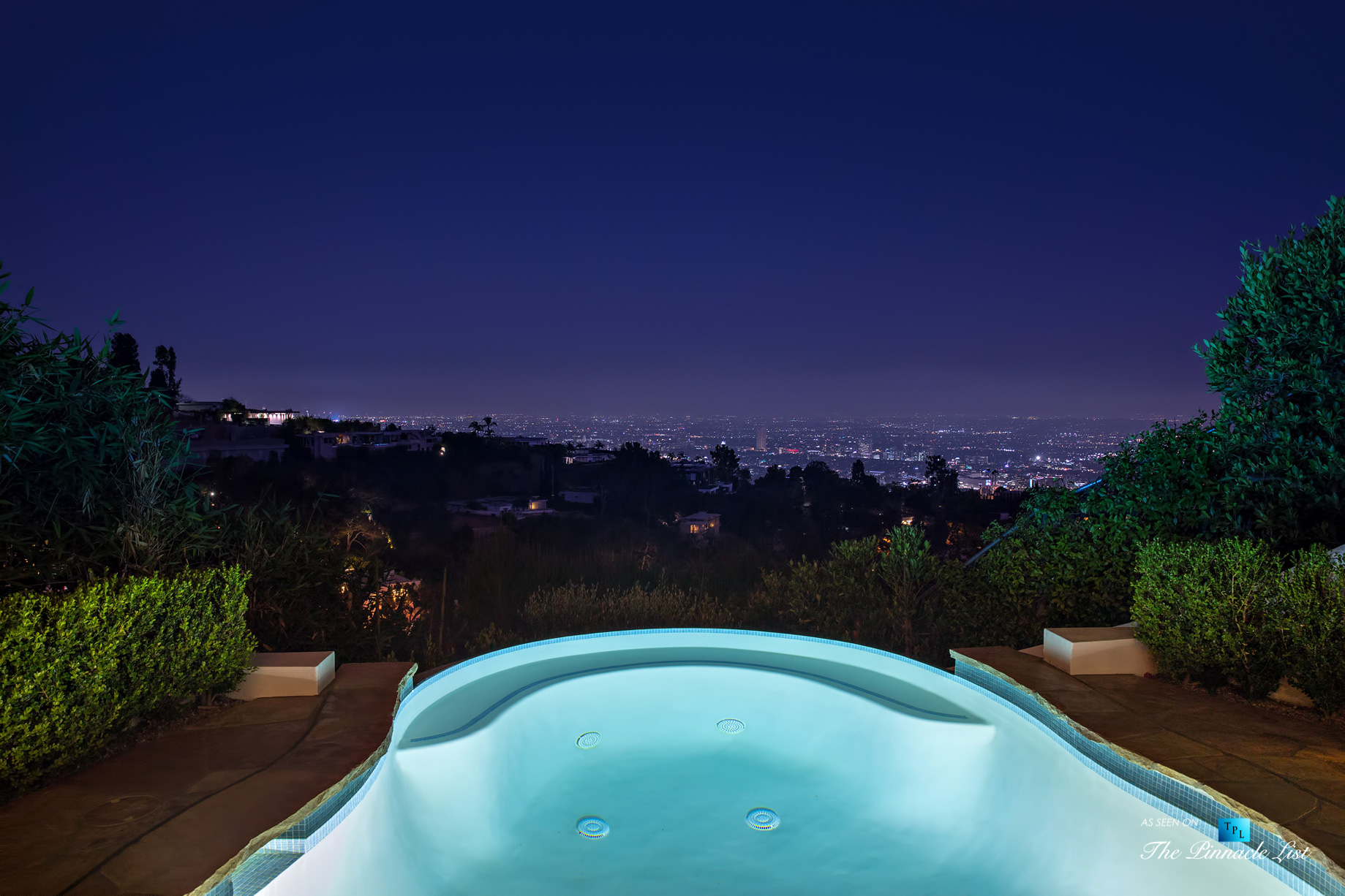 Hollywood Hills Luxury Estate – 9240 Robin Dr, Los Angeles, CA, USA – Night Pool View