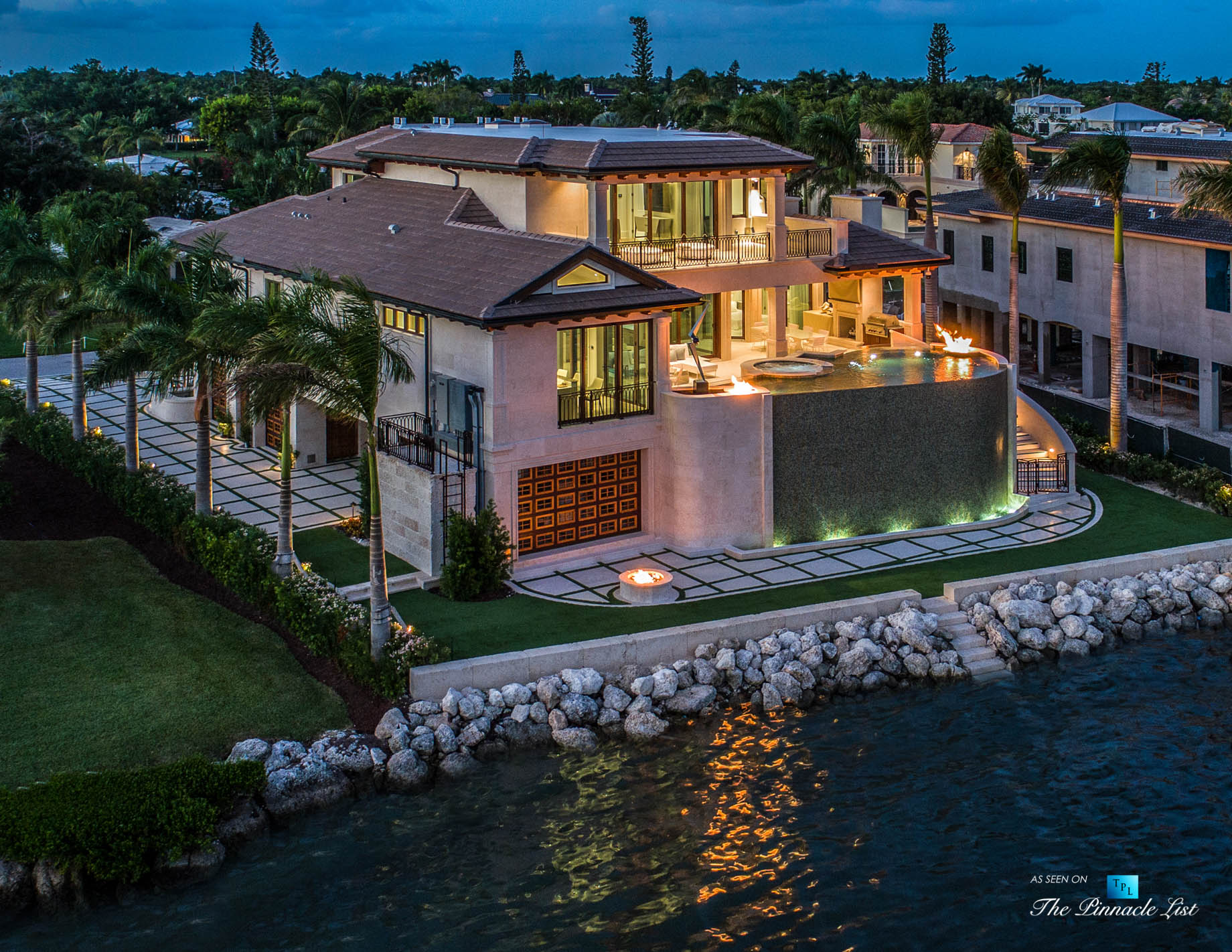 Ocean Reef Club Luxury Estate – 103 Andros Rd, Key Largo, FL, USA – Night Exterior Oceanfront View