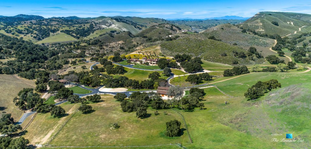 Spectacular 251 Acre Twin Oak Ranch - 2667 Via De Los Ranchos, Los Olivos, CA, USA - Italian Villa Residence Aerial Property View