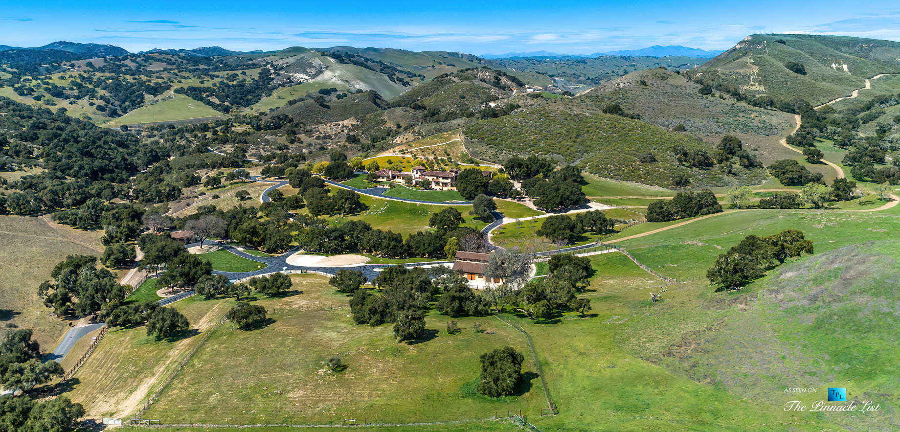 Spectacular 251 Acre Twin Oak Ranch – 2667 Via De Los Ranchos, Los Olivos, CA, USA – Italian Villa Residence Aerial Property View