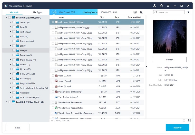 Wondershare Recoverit - Step 2 - Scan the Hard Drive