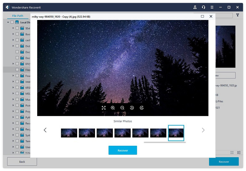 Wondershare Recoverit - Step 3 - Preview and Recover Photos