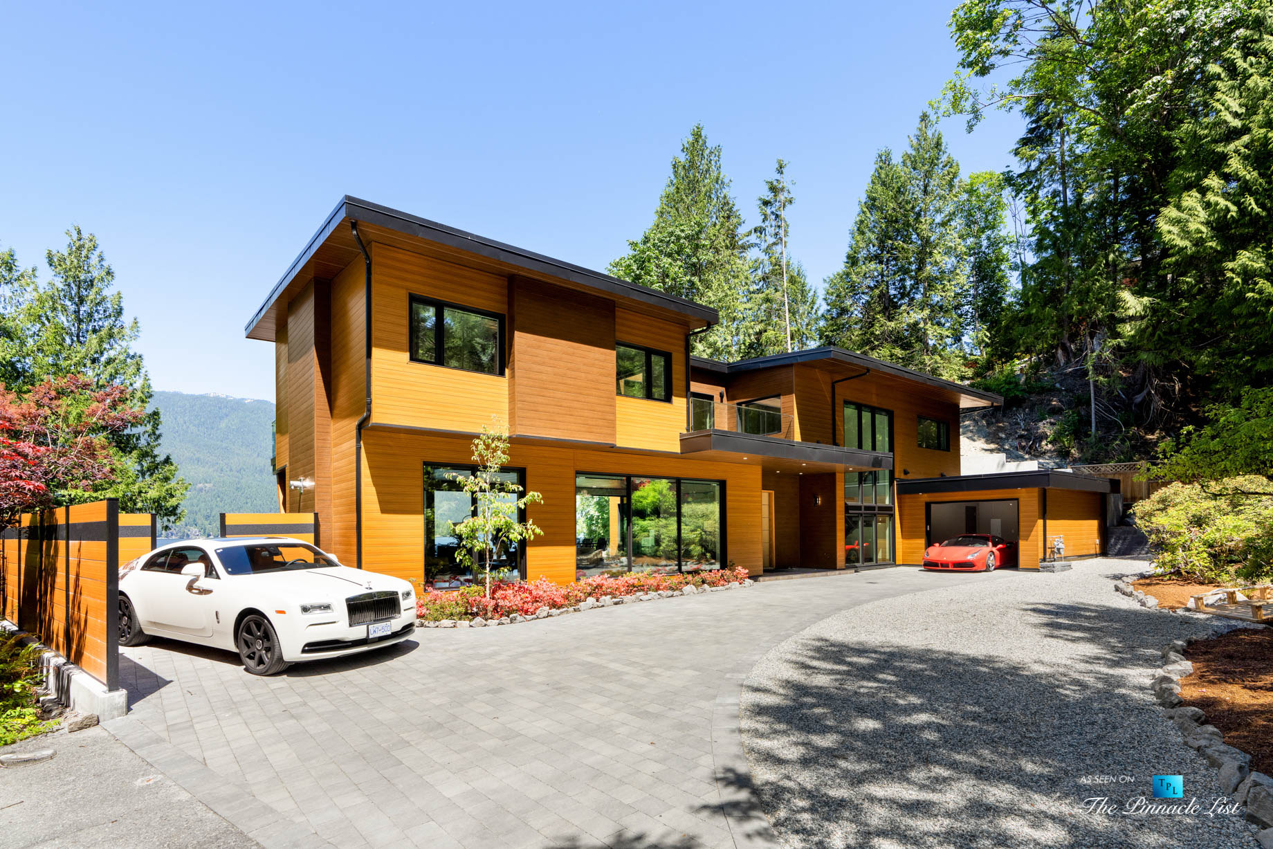 3350 Watson Rd, Belcarra, BC, Canada - Vancouver Luxury Real Estate - Modern Oceanfront Architectural Home with White Rolls-Royce and Red Ferrari