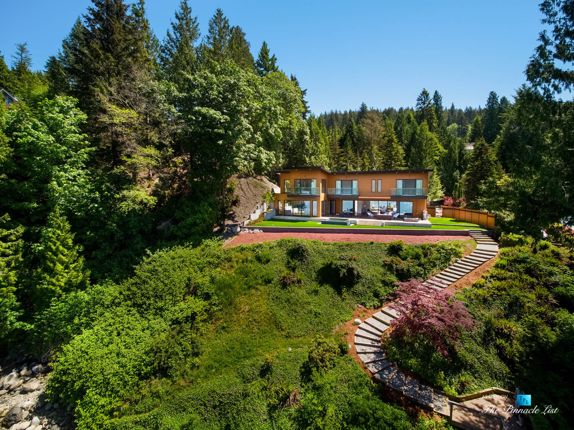 3350 Watson Rd, Belcarra, BC, Canada - Vancouver Luxury Real Estate - Modern Indoor Ourdoor Living Oceanfront Home Aerial View