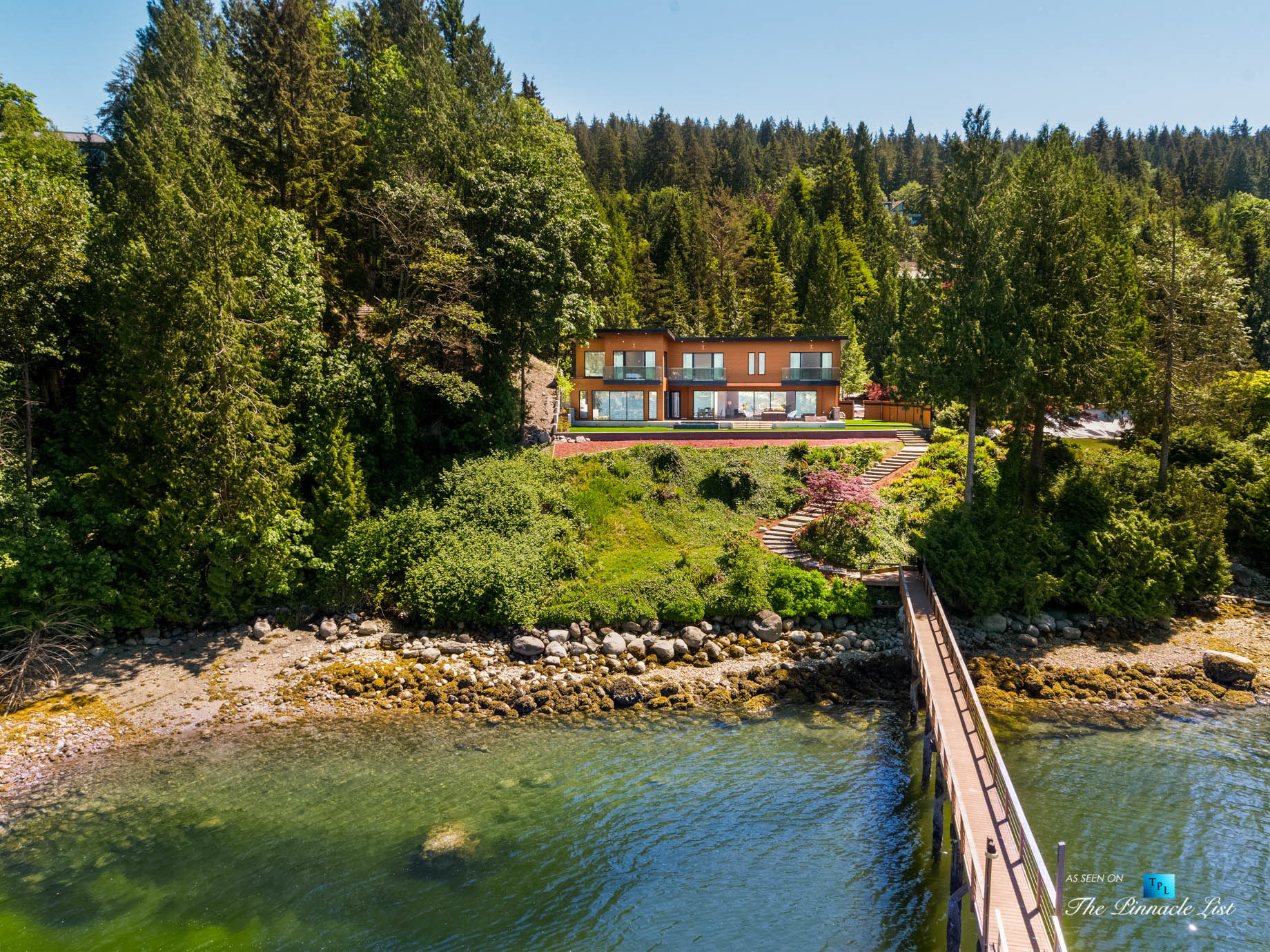 3350 Watson Rd, Belcarra, BC, Canada - Vancouver Luxury Real Estate - Modern Indoor Ourdoor Living Oceanfront Home with Private Dock Aerial View