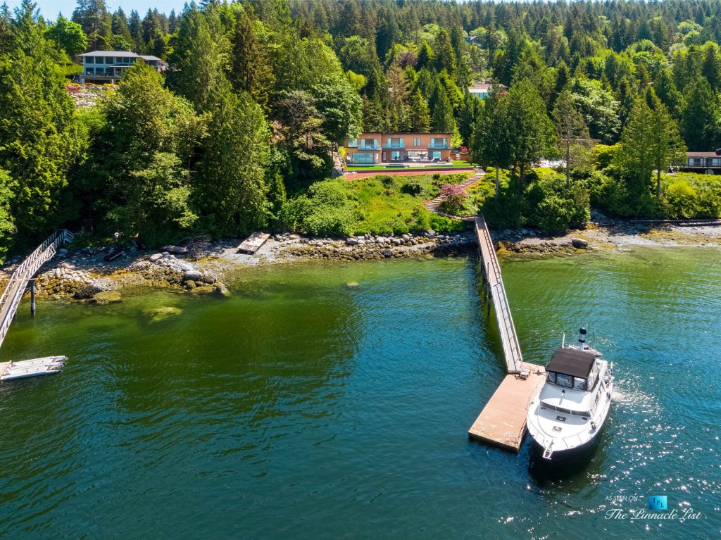 3350 Watson Rd, Belcarra, BC, Canada - Vancouver Luxury Real Estate - Modern Indoor Ourdoor Living Oceanfront Home with Private Dock Aerial View