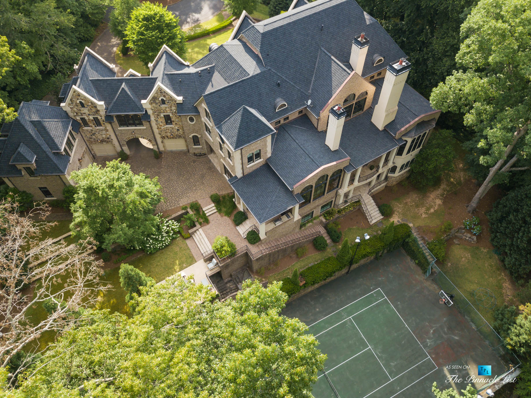 5705 Winterthur Ln, Sandy Springs, GA, USA – Atlanta Luxury Real Estate – Winterthur Estates Home – Backyard Property Aerial View