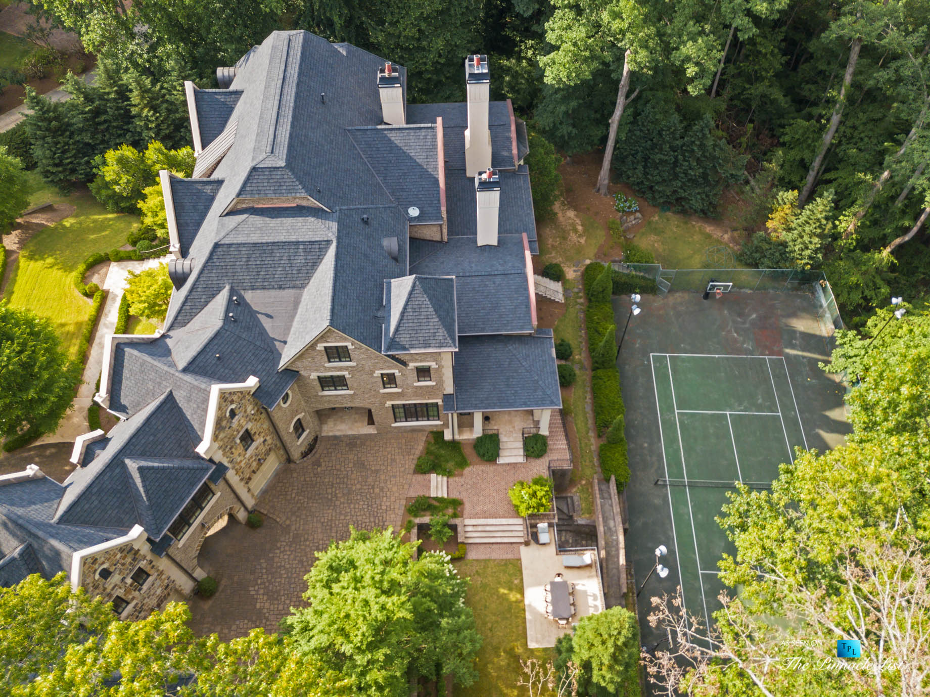 5705 Winterthur Ln, Sandy Springs, GA, USA – Atlanta Luxury Real Estate – Winterthur Estates Home – Backyard Property Aerial View