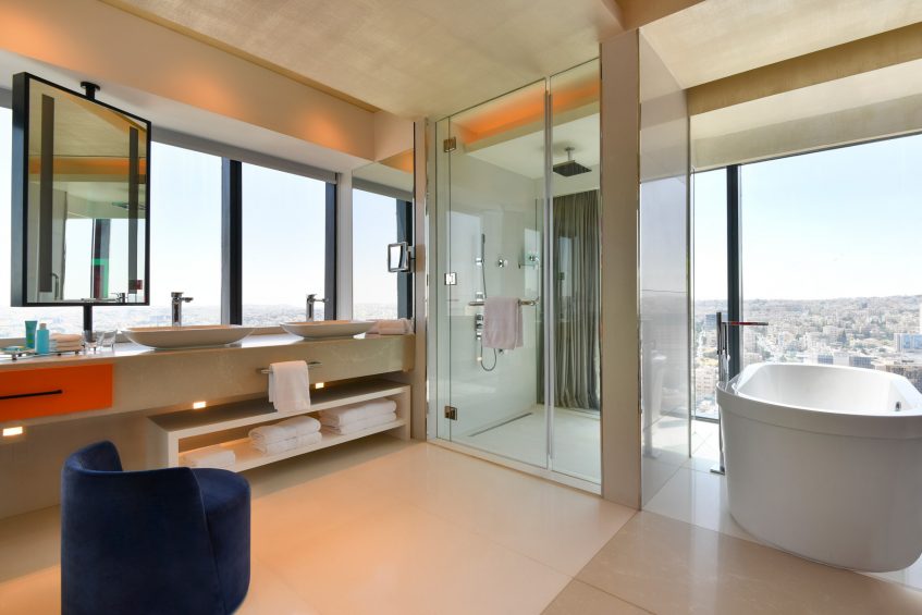 W Amman Luxury Hotel - Amman, Jordan - WOW Suite Bathroom Tub and Shower