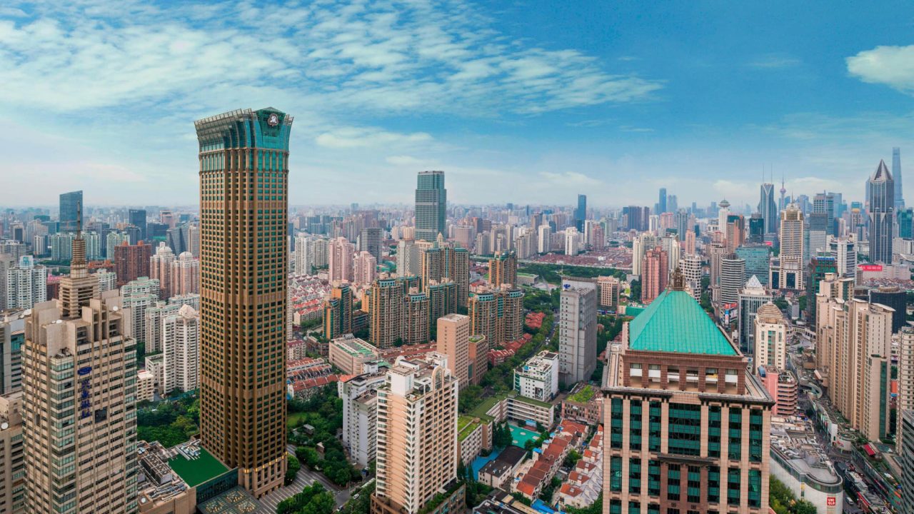 The St. Regis Shanghai Jingan Luxury Hotel - Shanghai, China - Hotel Exterior Aerial City View