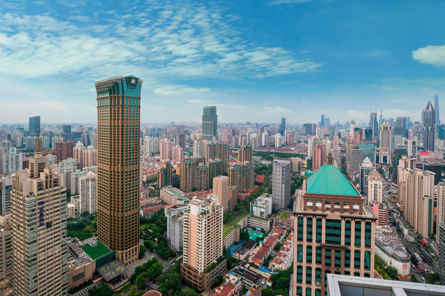 The St. Regis Shanghai Jingan Luxury Hotel – Shanghai, China – Hotel Exterior Aerial City View
