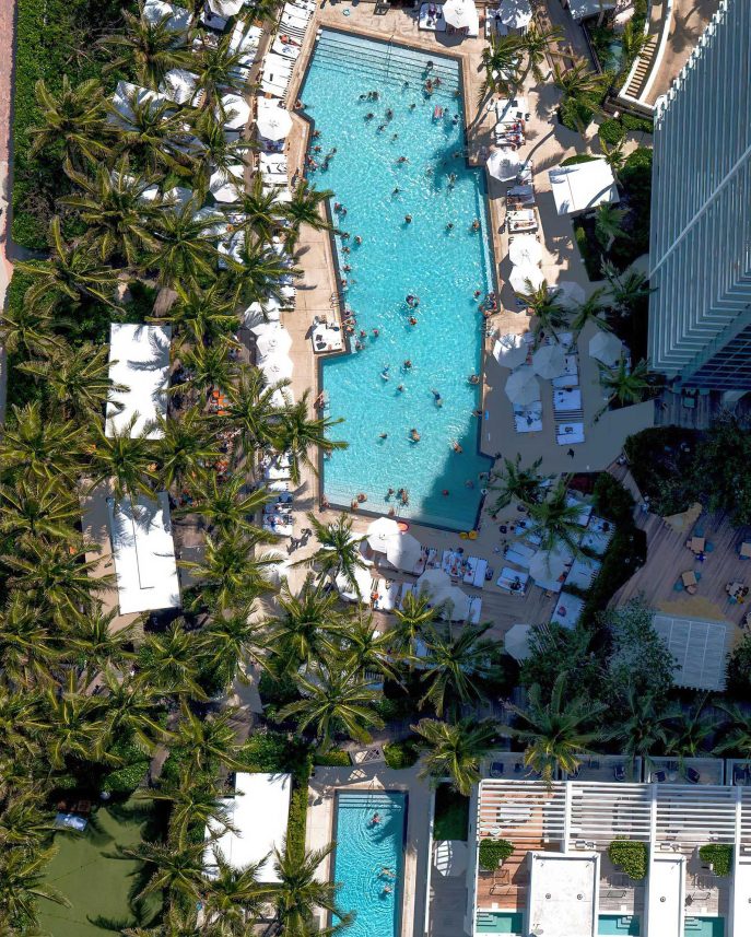 W South Beach Luxury Hotel - Miami Beach, FL, USA - Overhead Pool View