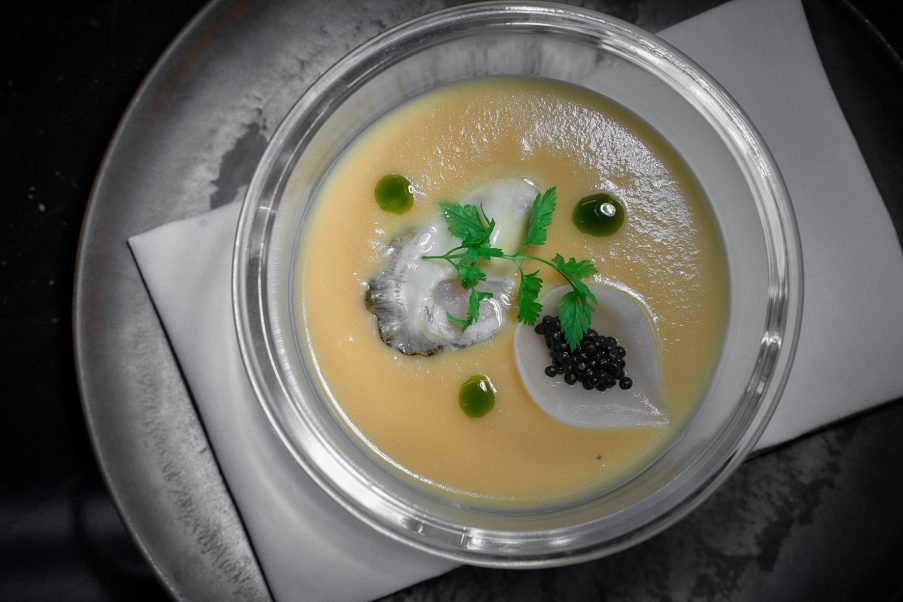 The St. Regis Macao Luxury Hotel - Cotai, Macau SAR, China - French Oyster with Sevruga Caviar Sweet Caramelized Onion Soup