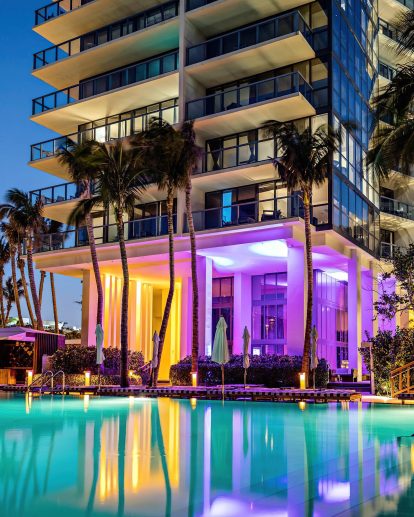 W South Beach Luxury Hotel - Miami Beach, FL, USA - Poolside Night View