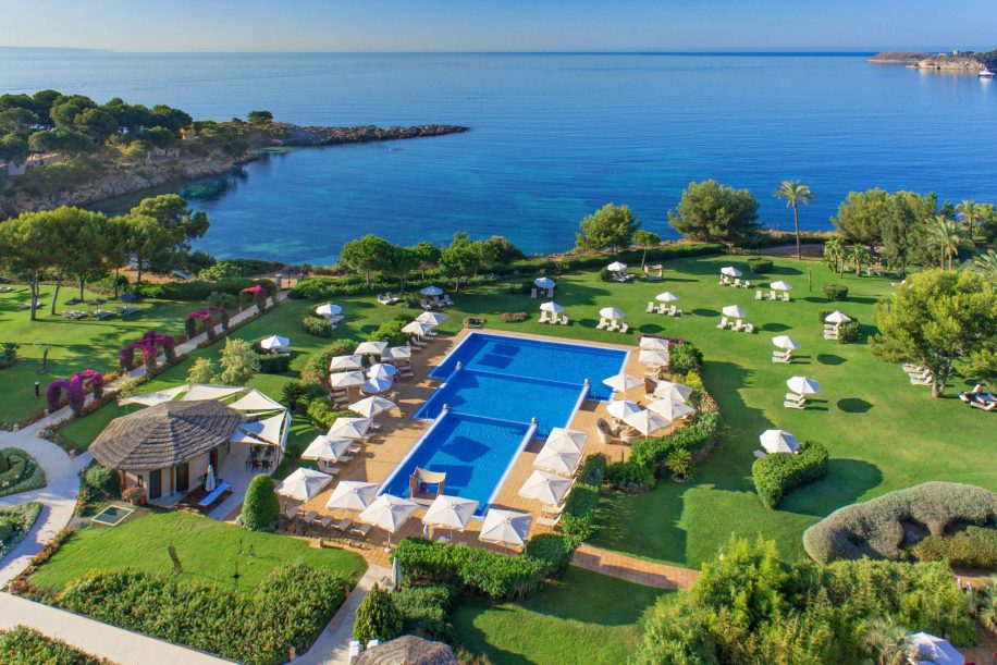 The St. Regis Mardavall Mallorca Luxury Resort - Palma de Mallorca, Spain - Resort Pool Aerial View