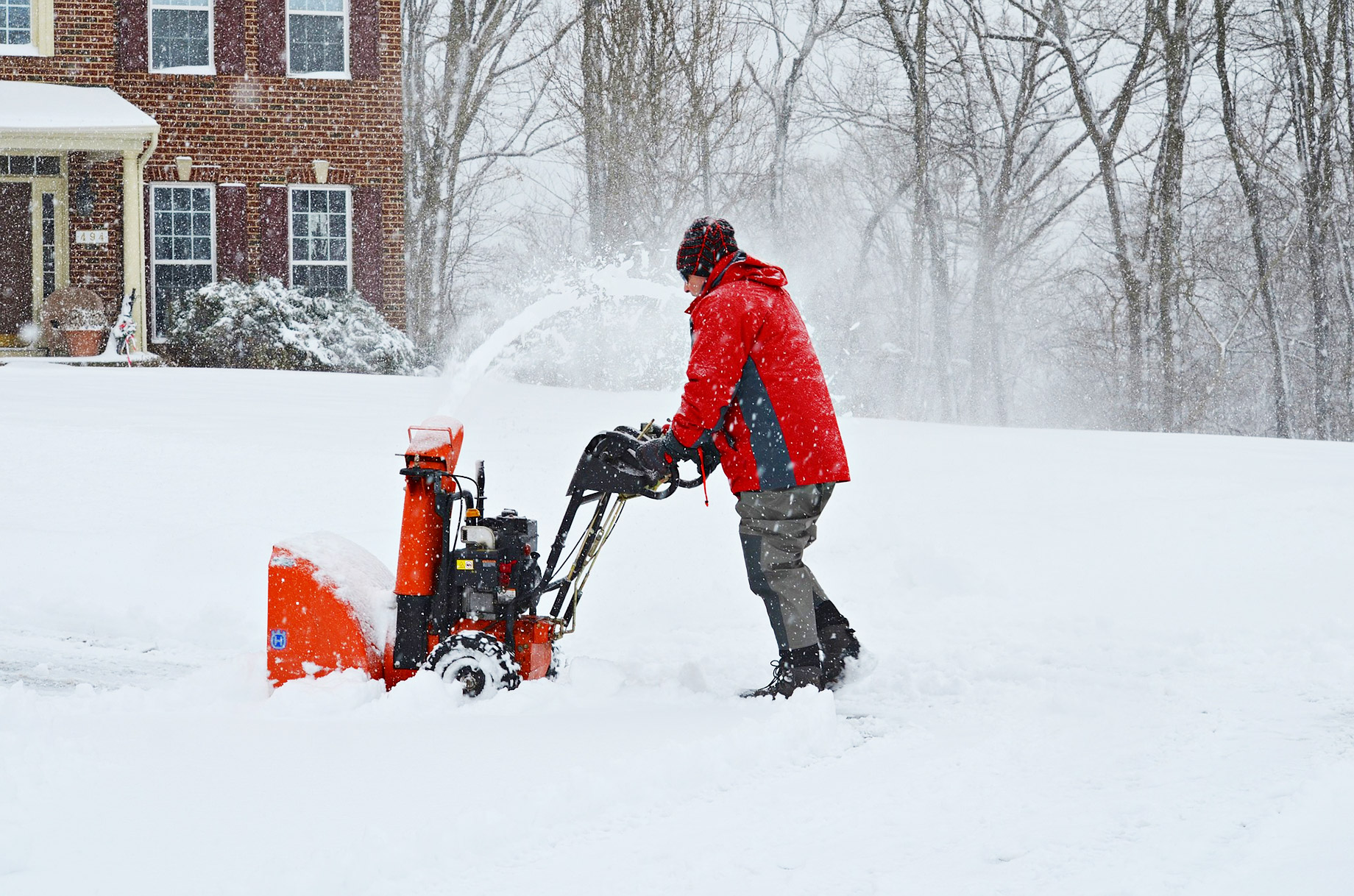 Snow Blowing Front Yard