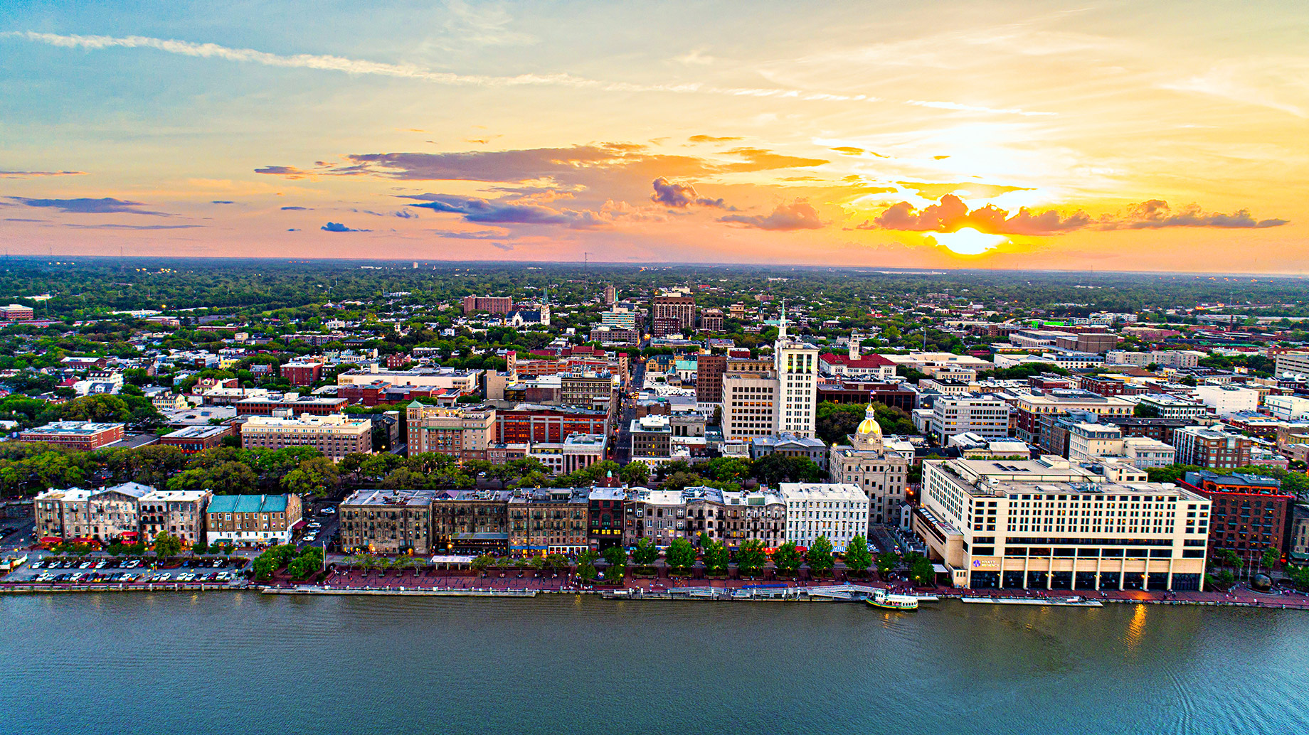 Aerial View of Savannah, Georgia