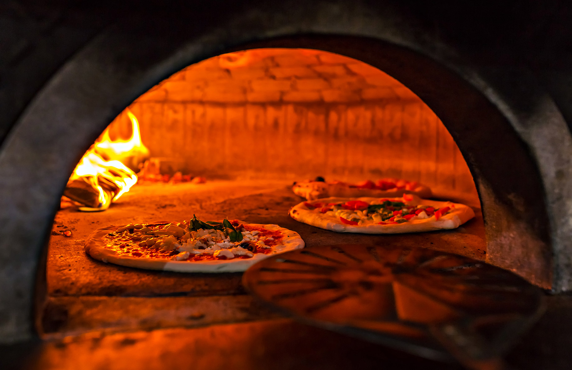 Brick Oven with Pizza