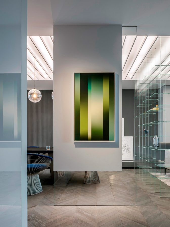 Shades of Grey Apartment Interior Design Shanghai, China - Ippolito Fleitz Group - Entrance Art