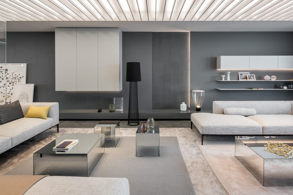 Shades of Grey Apartment Interior Design Shanghai, China - Ippolito Fleitz Group - Living Room