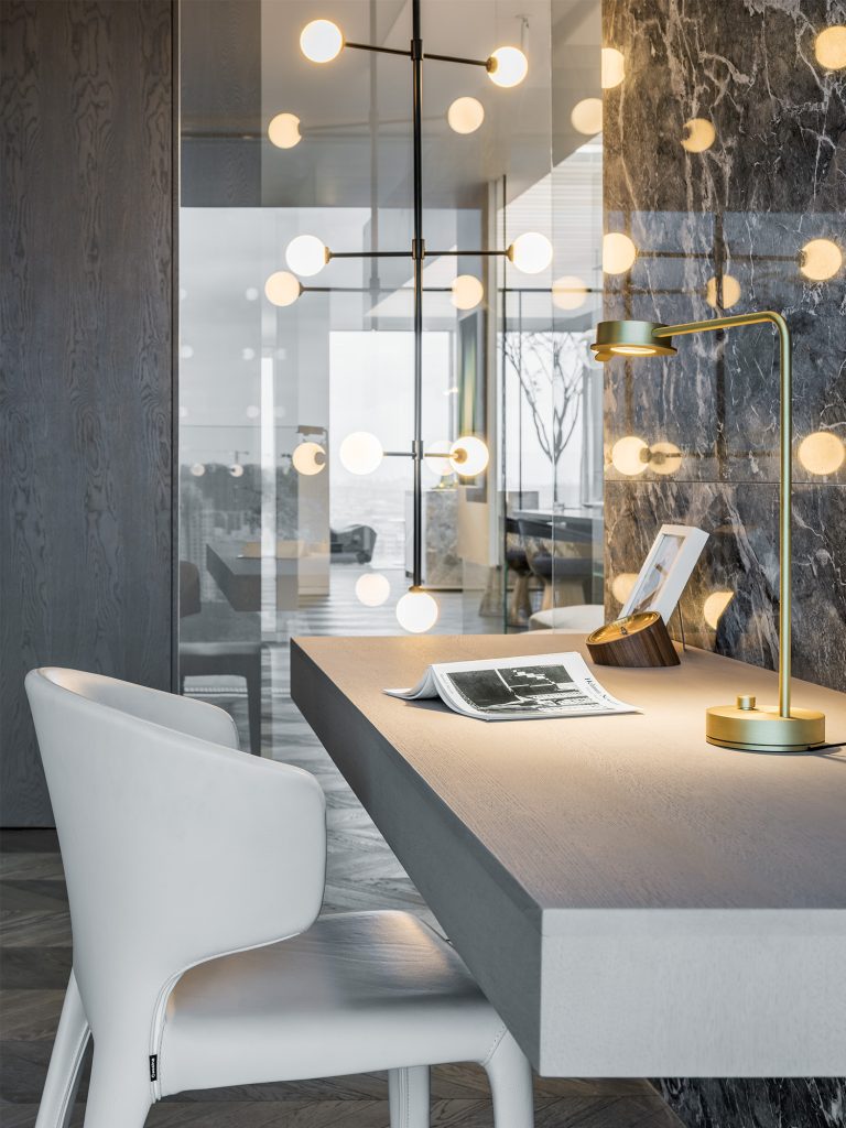 Shades of Grey Apartment Interior Design Shanghai, China - Ippolito Fleitz Group - Desk