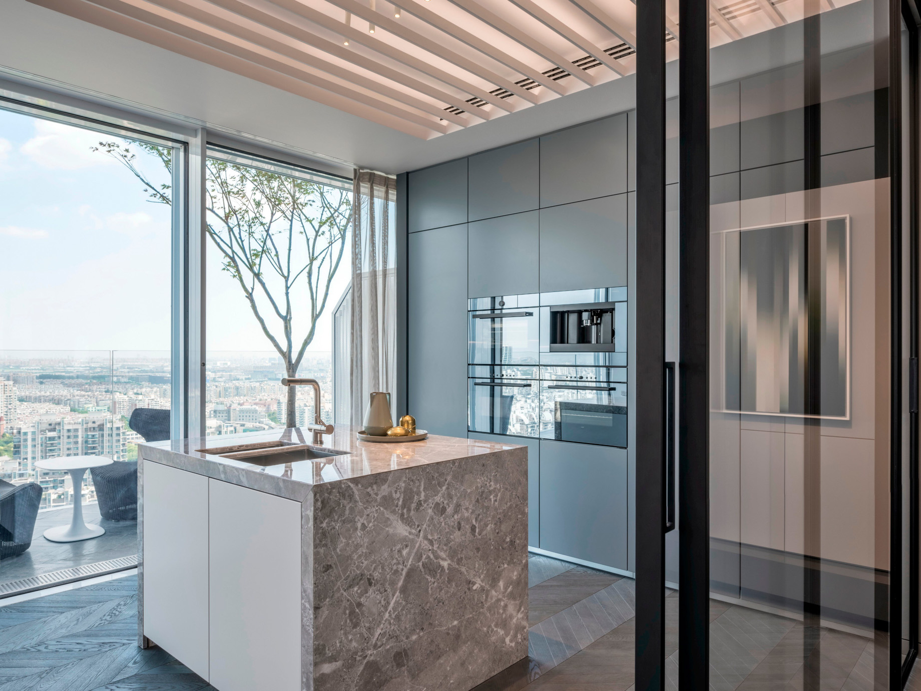 Shades of Grey Apartment Interior Design Shanghai, China – Ippolito Fleitz Group – Kitchen