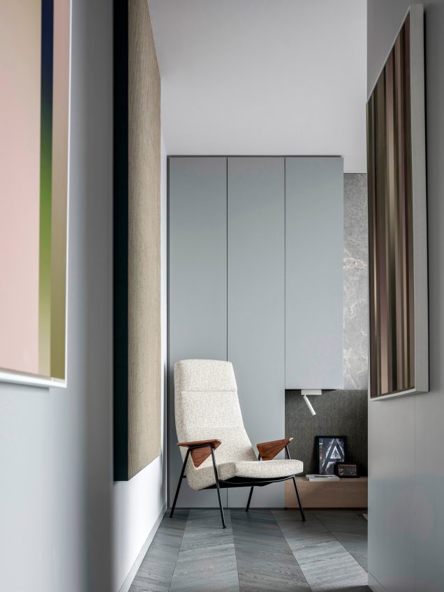 Shades of Grey Apartment Interior Design Shanghai, China - Ippolito Fleitz Group - Bedroom Lounge Chair