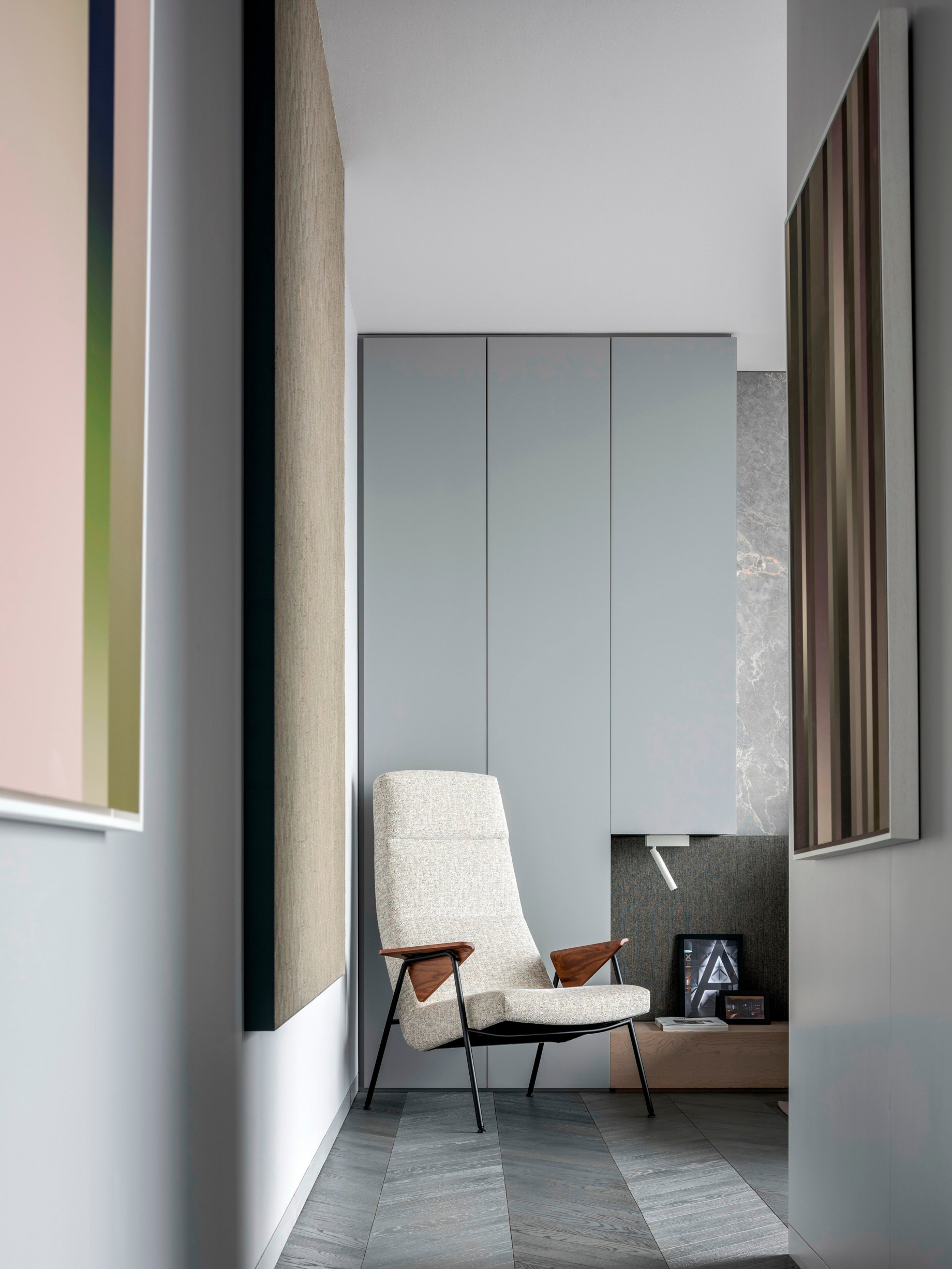 Shades of Grey Apartment Interior Design Shanghai, China – Ippolito Fleitz Group – Bedroom Lounge Chair