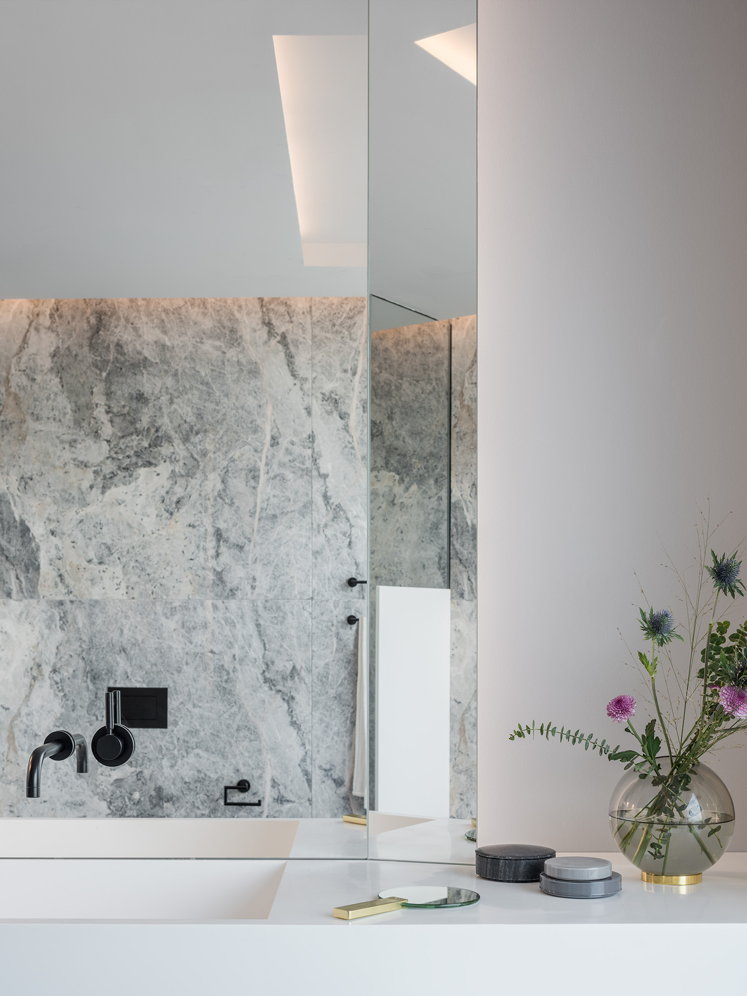 Shades of Grey Apartment Interior Design Shanghai, China - Ippolito Fleitz Group - Bathroom Vanity Detail