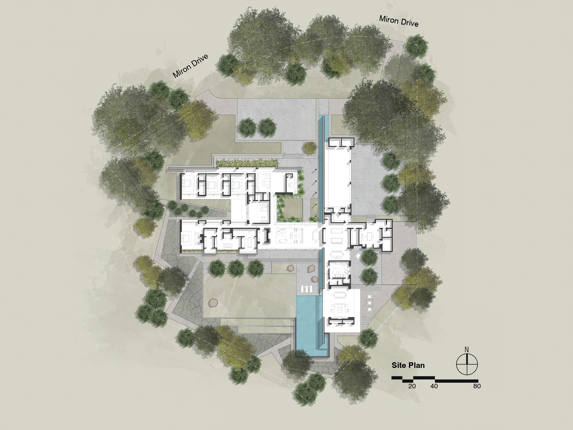 032 – Preston Hollow Brutalist Architecture Residence – Dallas, TX, USA – Site Plan