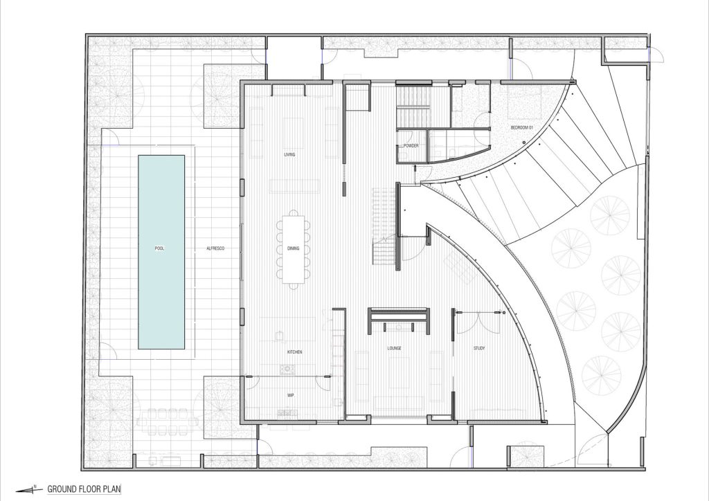 036 - Modern Contemporary Residence - 7 Teringa Place, Toorak, VIC, Australia - Ground Floor Plan