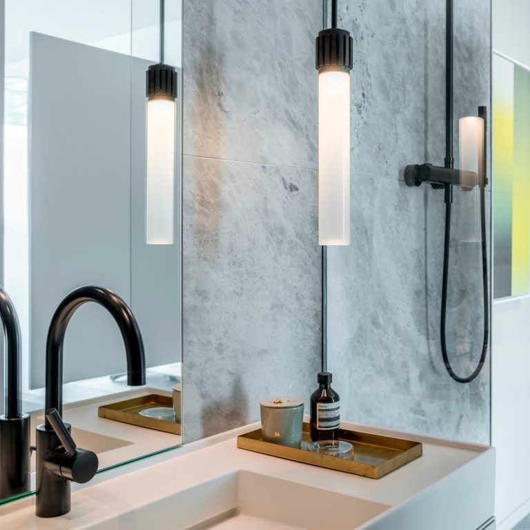 Shades of Grey Apartment Interior Design Shanghai, China – Ippolito Fleitz Group – Bathroom Vanity
