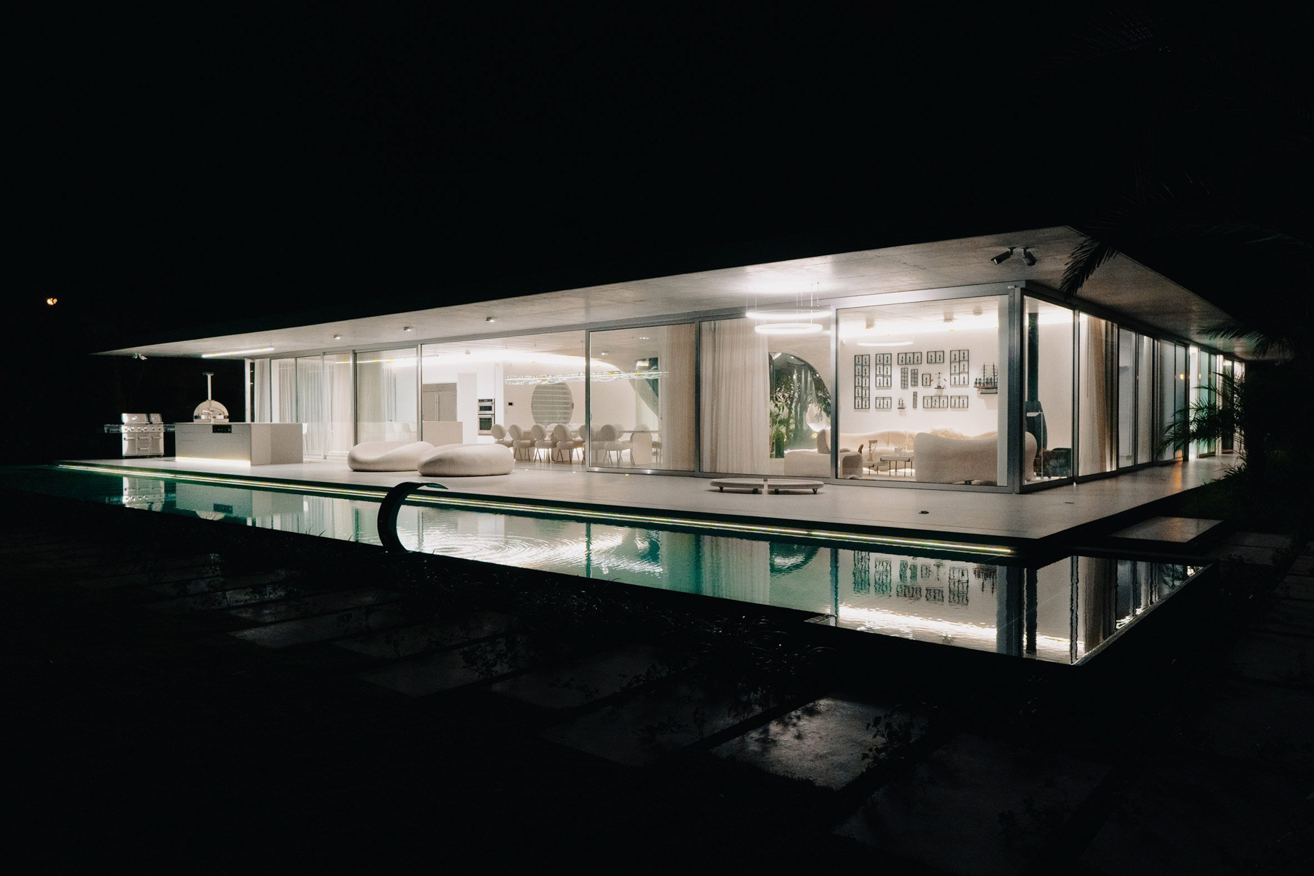 Magnolia House Luxury Residence – Puembo, Ecuador – Exterior Pool Night View