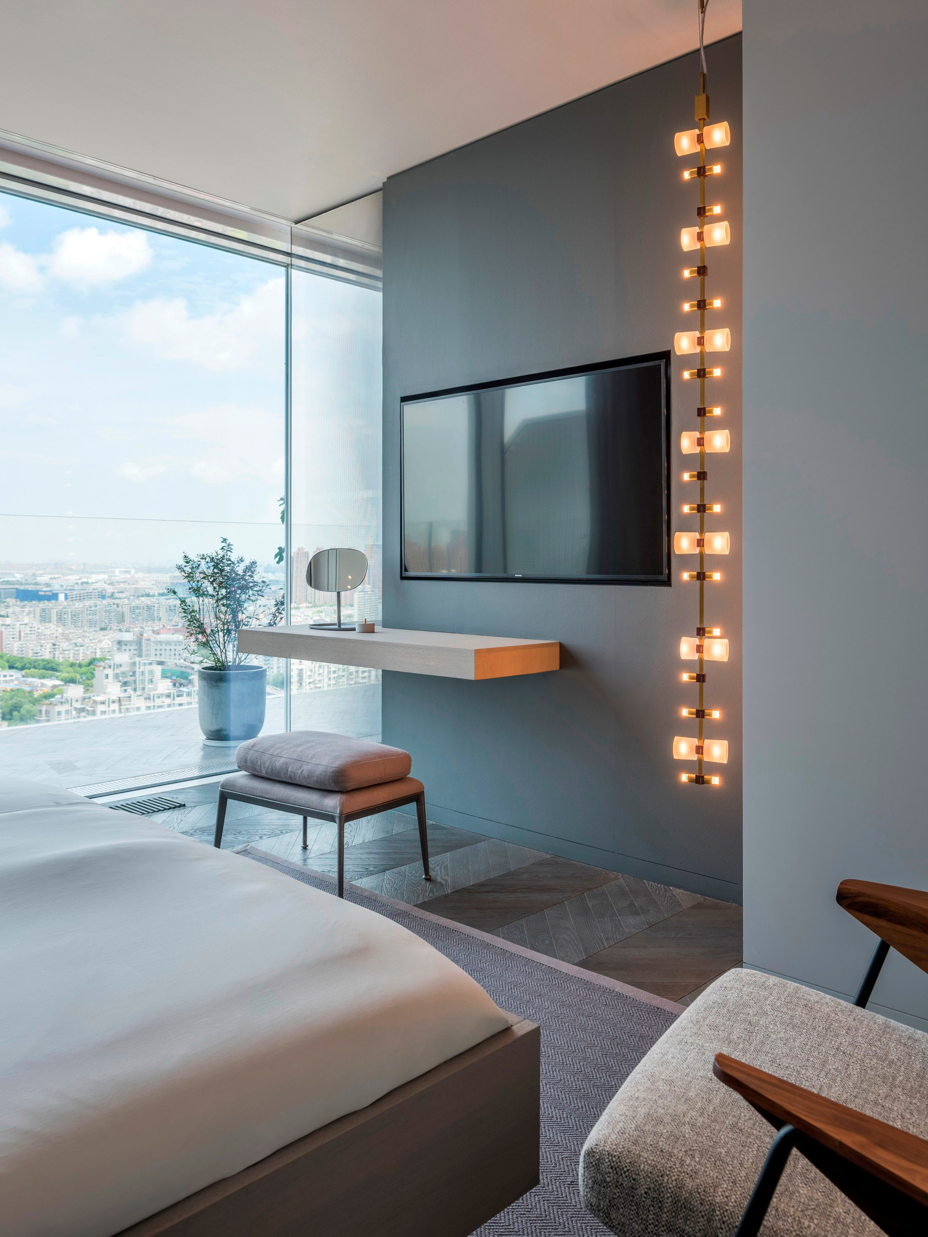 Shades of Grey Apartment Interior Design Shanghai, China – Ippolito Fleitz Group – Bedroom Desk