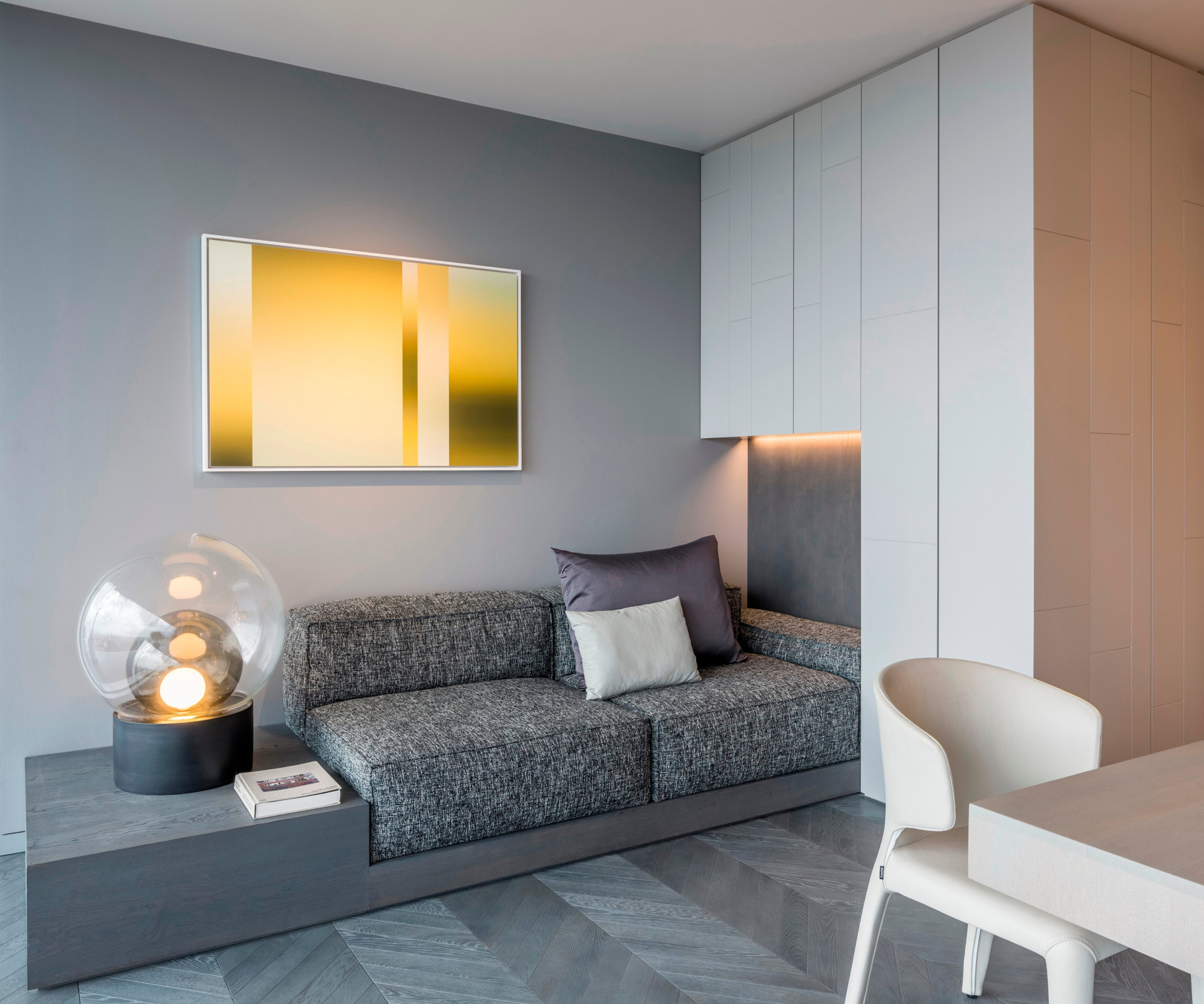 Shades of Grey Apartment Interior Design Shanghai, China – Ippolito Fleitz Group – Wall Seating