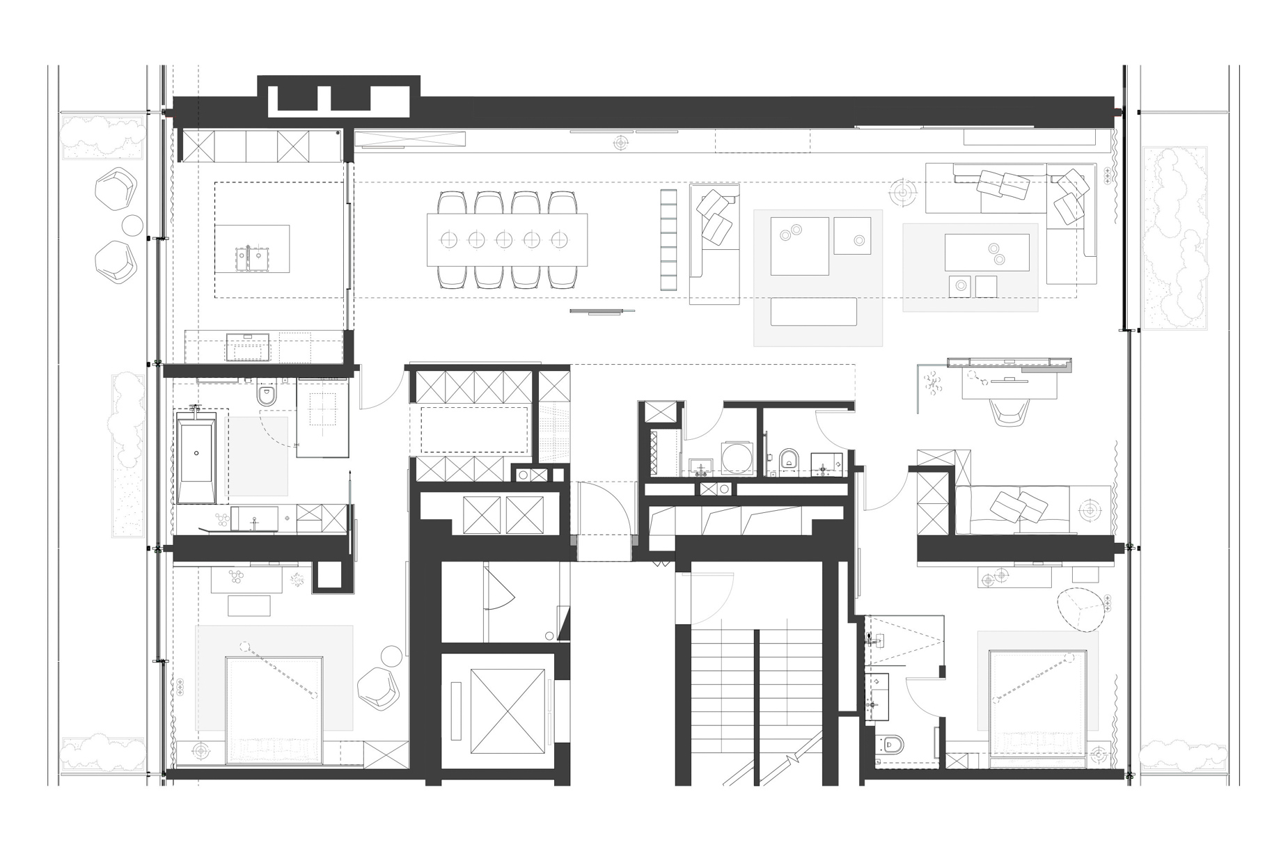 Shades of Grey Apartment Interior Design Shanghai, China – Ippolito Fleitz Group – Floor Plans