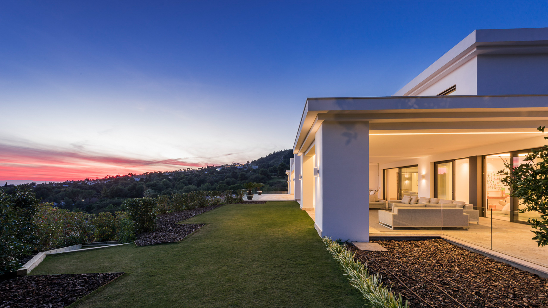 058 – Villa Camojan Luxury Residence – Cascada de Camojan, Marbella, Spain – Outdoor Deck Evening View