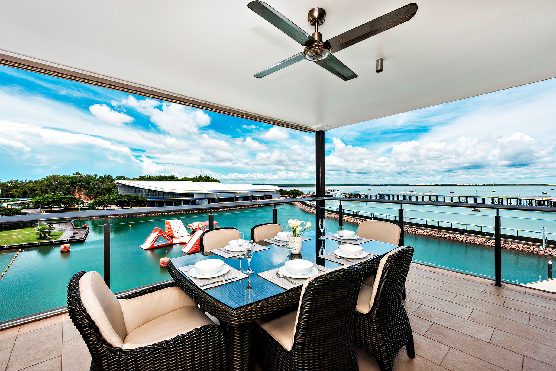 Darwin Waterfront Luxury Suites - Darwin, Northern Territory, Australia - Private Terrace Marina Ocean View