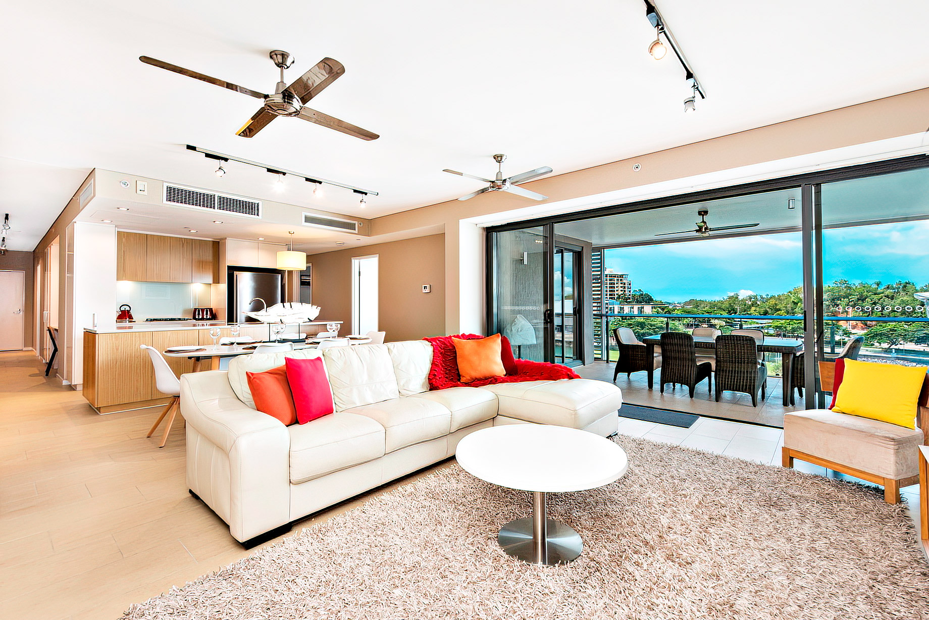 Darwin Waterfront Luxury Suites - Darwin, Northern Territory, Australia - Living Room and Terrace