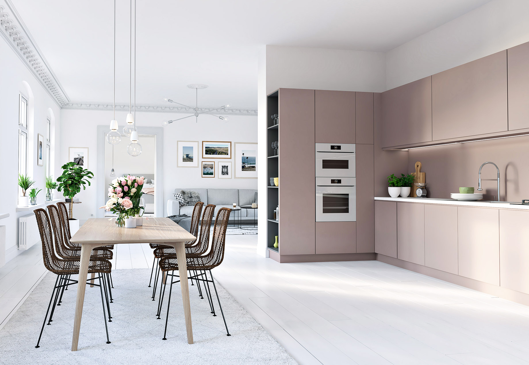 3D Render of Modern Nordic Kitchen