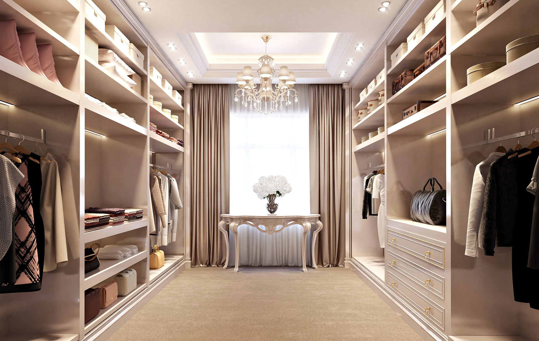 Beige Luxury Wardrobe and Dressing Room