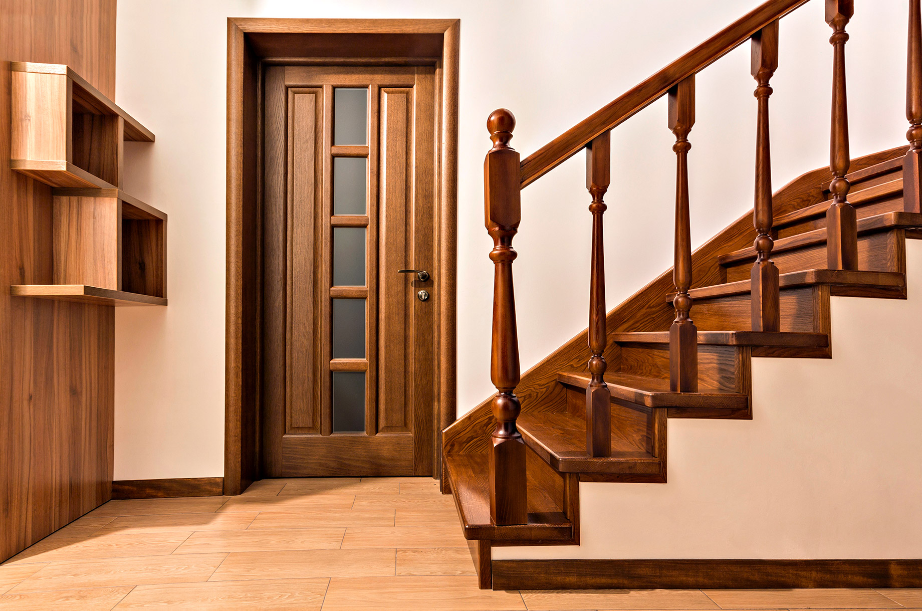 Interior Luxury Home Oak Door and Staircase