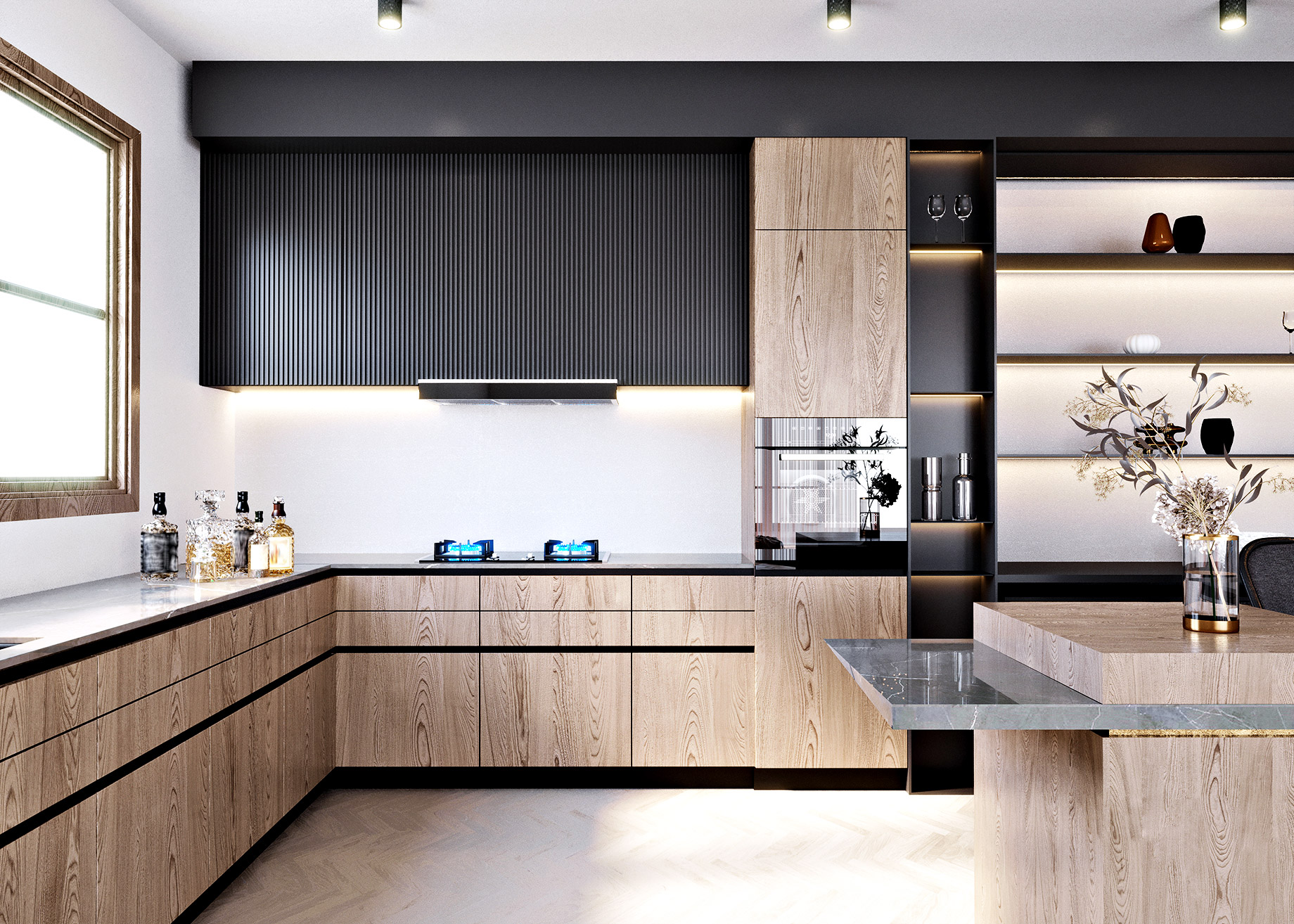 L-Shaped Luxury Kitchen Layout