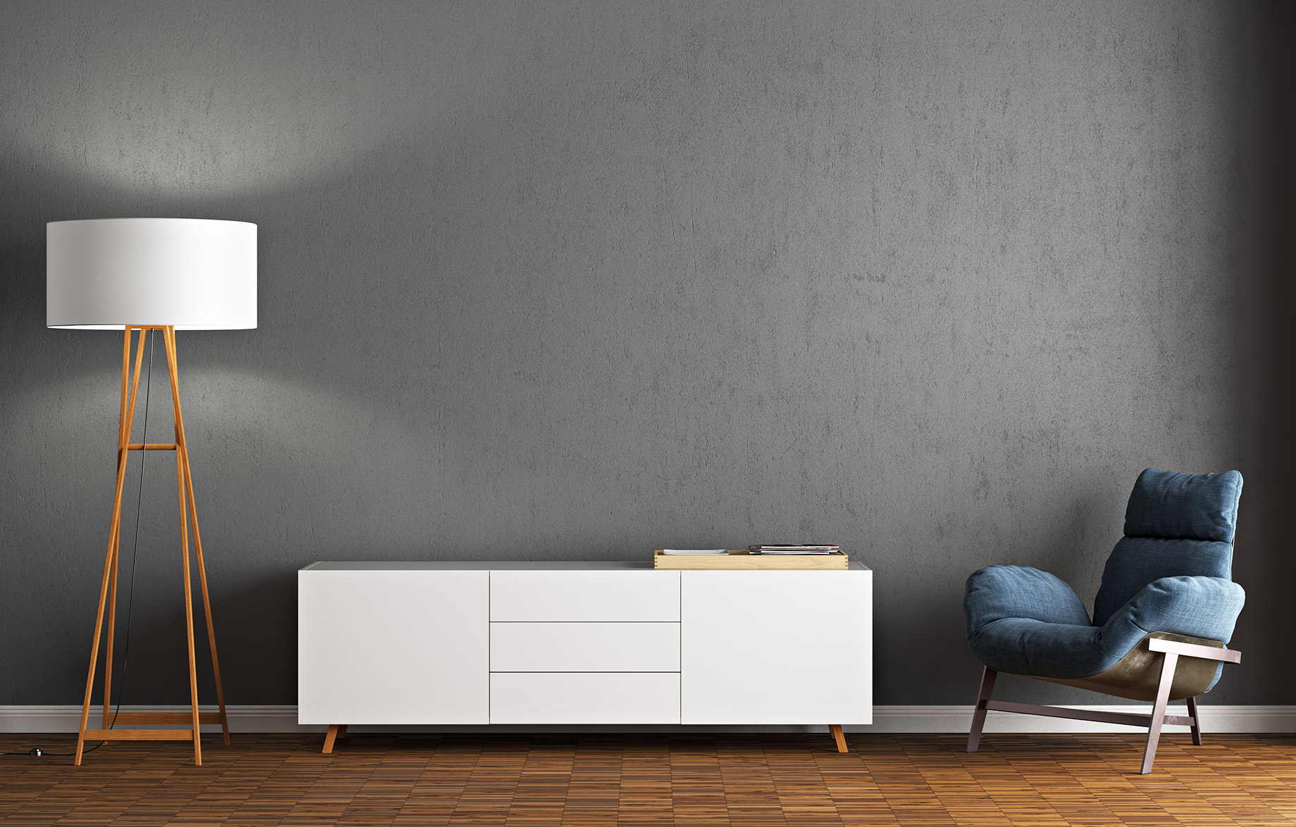 Modern Lamp, Credenza, and Chair – Sideboard Furniture